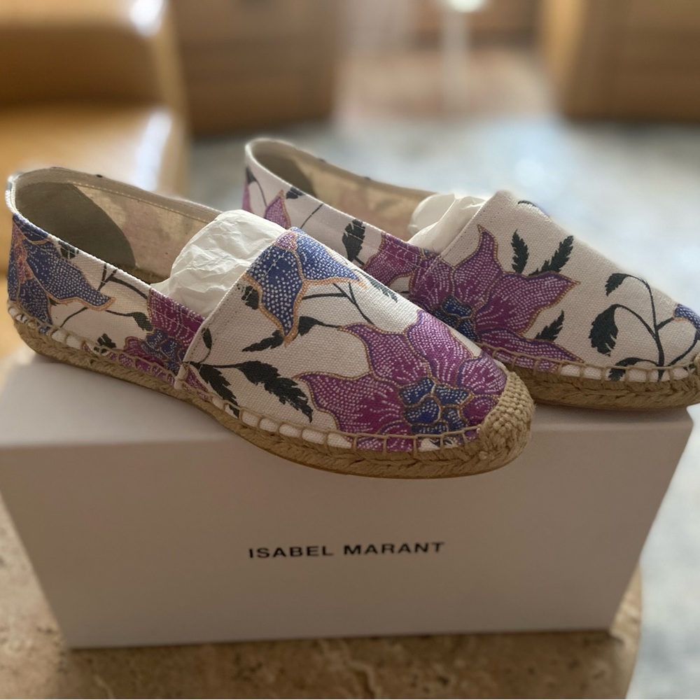 Isabel Marant white floral espadrilles size 37 US 7